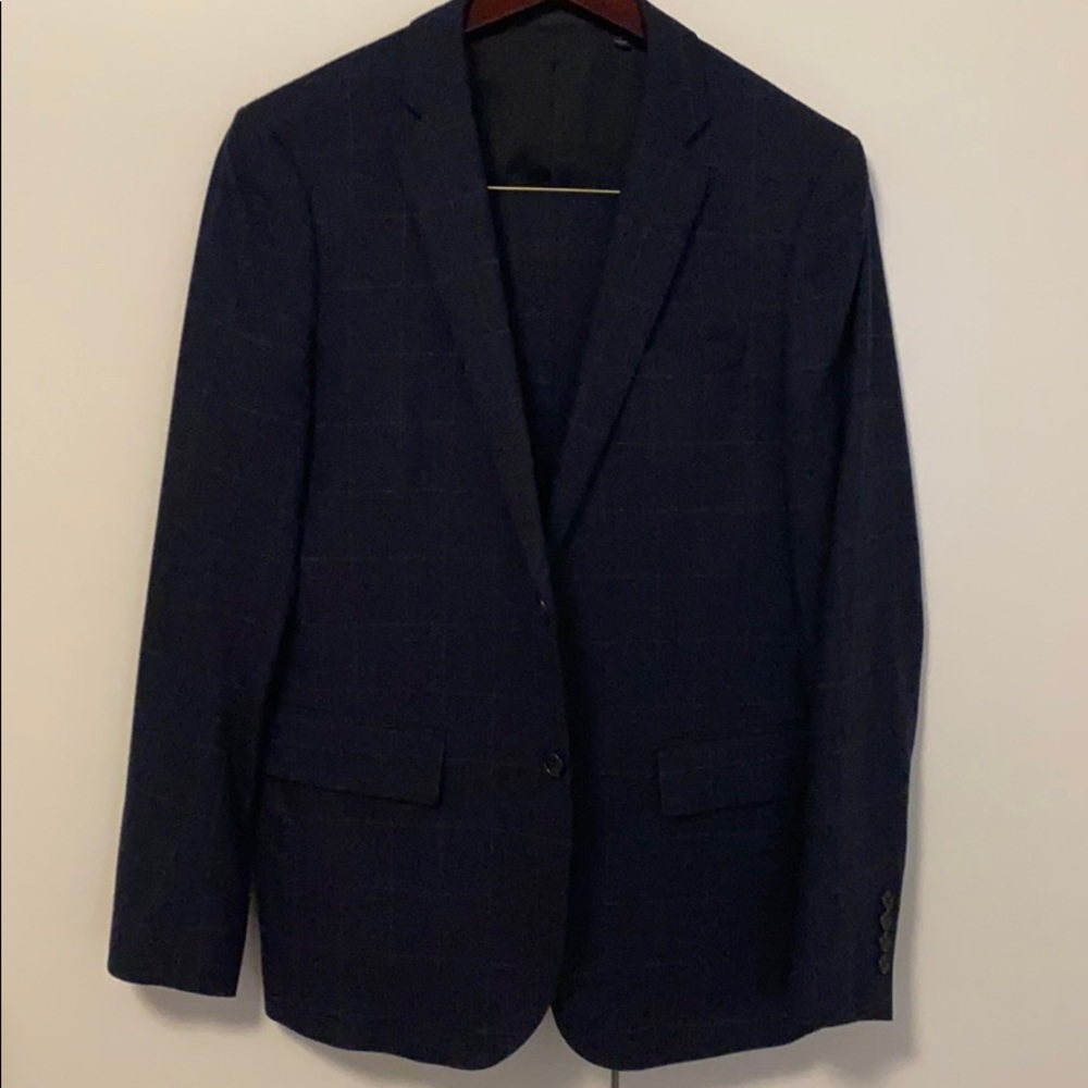 Navy Blue Windowpane Suit from Uniqlo
